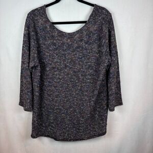 Dana Buchman Woman Knit Multicolor Metallic 3/4 Sleeve Sweater‎ Size 2X Stretch
